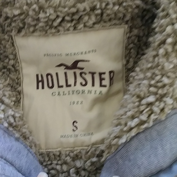 Y2K Hollister heavy sherpa lined sweatshirt zip up jacket sz S - Picture 5 of 10